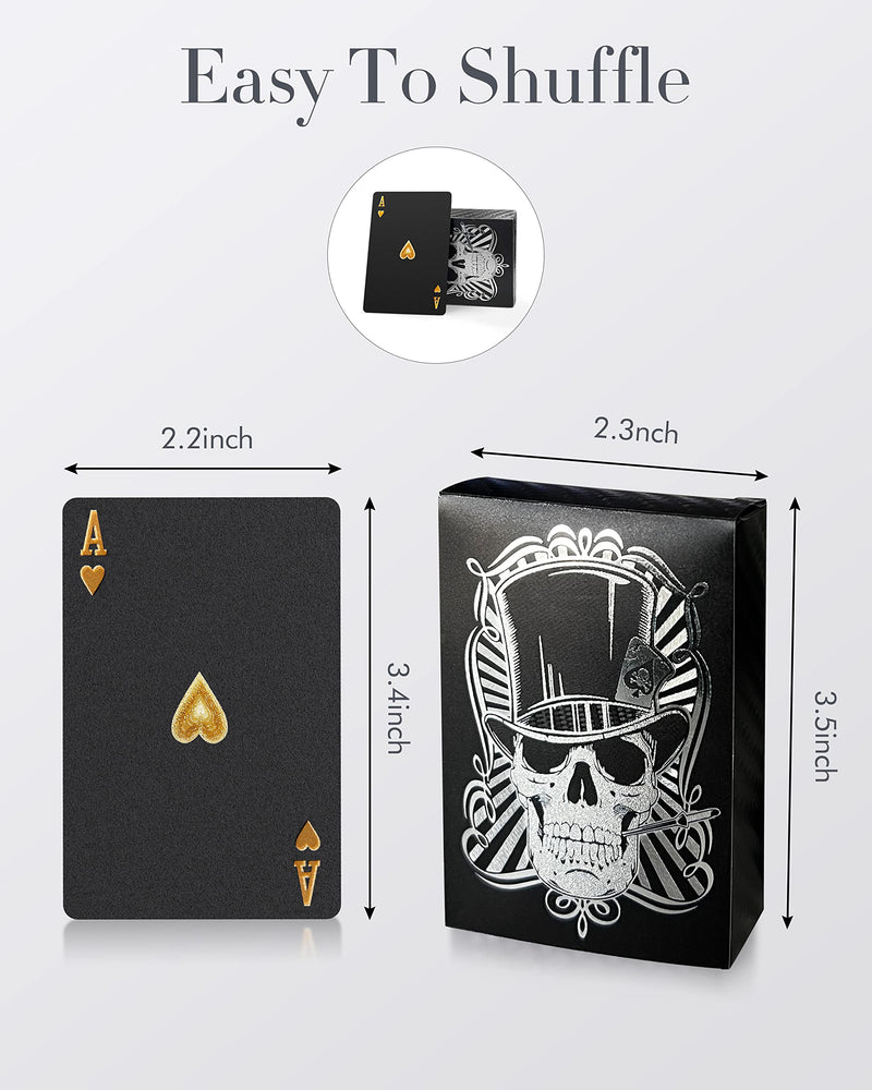 BIERDORF Diamond Waterproof Black Playing Cards, Poker Cards, HD, Deck of Cards (Sliver Skull) Silver - BeesActive Australia