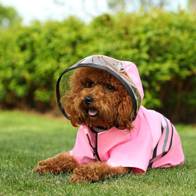 Wizland Dog Raincoat Dog Rain Jacket with Hood Lightweight Waterproof Jacket X-Small to XX-Large Dogs and Puppies Medium Blushing - BeesActive Australia