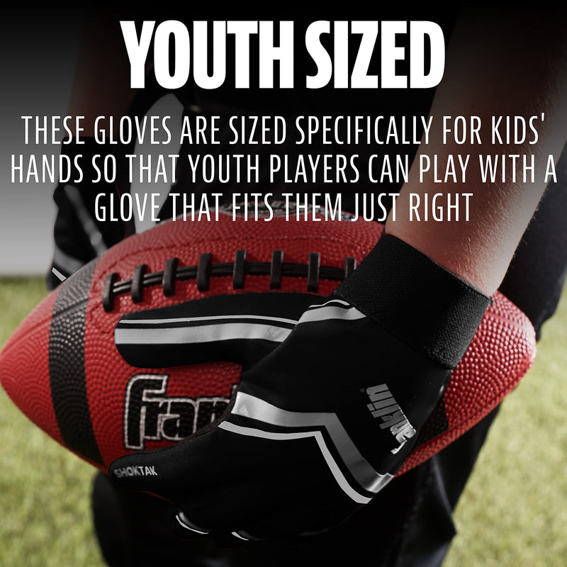Franklin Sports Youth Football Receiver Gloves - Shoktak Youth Gloves - Kids Football Receiver Gloves - High Grip Football Gloves for Kids Youth Large Black/White - BeesActive Australia