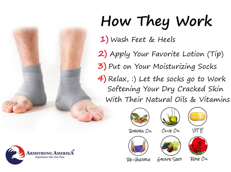 Moisturizing Socks Cracked Heel Treatment - Treat Dry Feet & Heels Fast. Pain Relief from Cracking Foot Skin with Aloe Moisturizer Lotion Infused Gel Heel Socks. Pedicure for Both Women & Men (Large) Large (Pack of 3) - BeesActive Australia