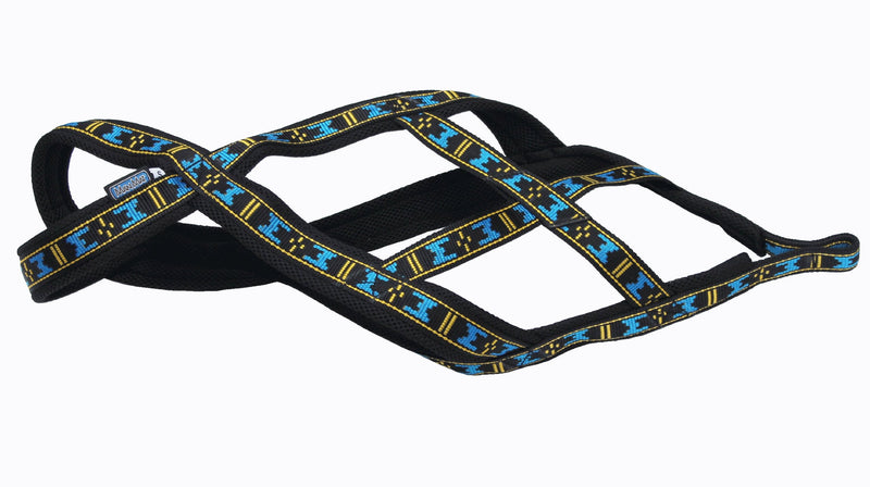 Weight Pulling Sledding Dog Harness X-Back Style Black/Blue XXLarge, 24.5" Neck Circumference - BeesActive Australia