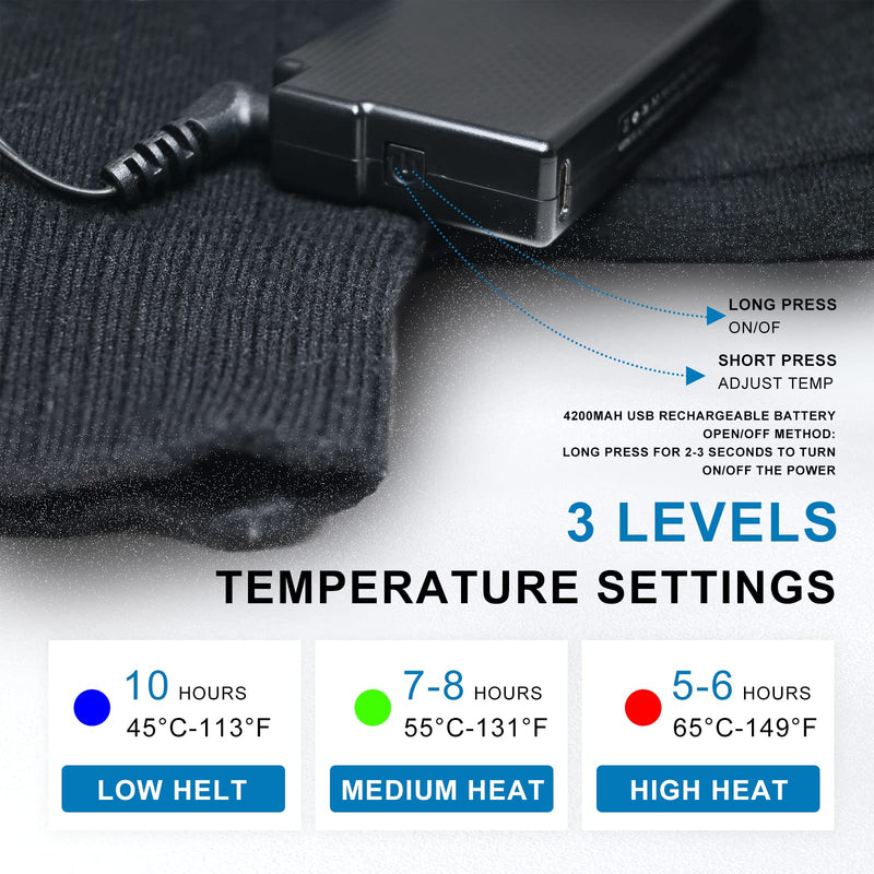 YLuBik Heated Socks, Rechargeable Electric Socks, 4200mAH Large Capacity Battery Powered, 3 Heat Settings, Heated Socks for Men Women for Hiking Camping Skiing Fishing Hunting - BeesActive Australia