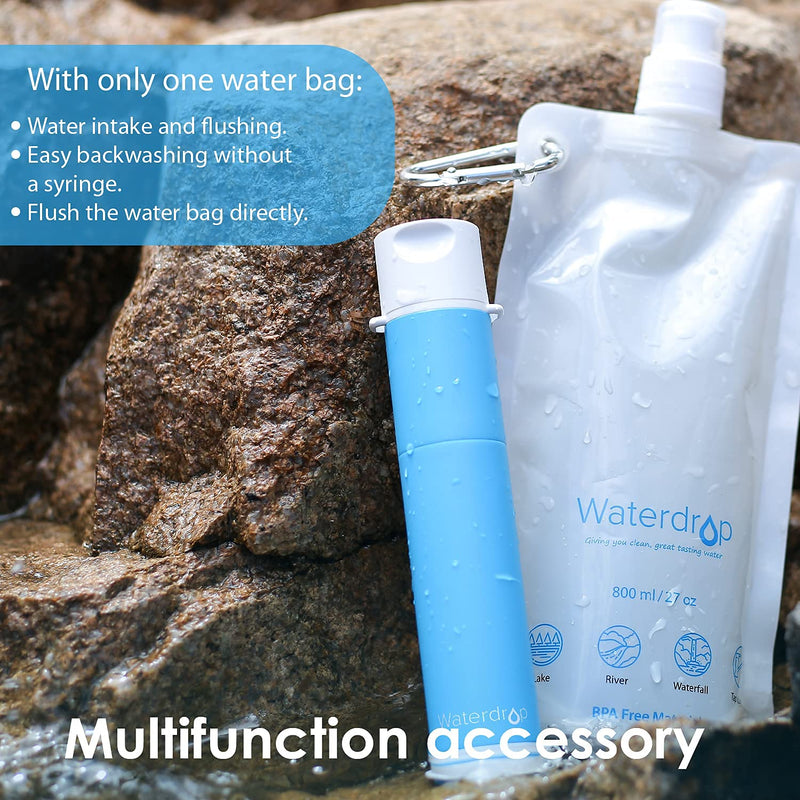 Waterdrop Gravity Water Filter Straw, 0.1-Micron Portable Water Purifier with 1.5 gal Gravity-Fed Water Bag, Survival Gear for Camping and Backpacking, Emergency Preparedness, Pack of 2 - BeesActive Australia