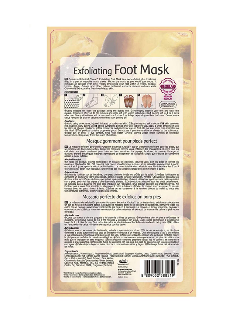 Purederm Exfoliating Foot Mask - Peels Away Calluses and Dead Skin in 2 Weeks! (3 Pack (3 Treatments), Regular) - BeesActive Australia