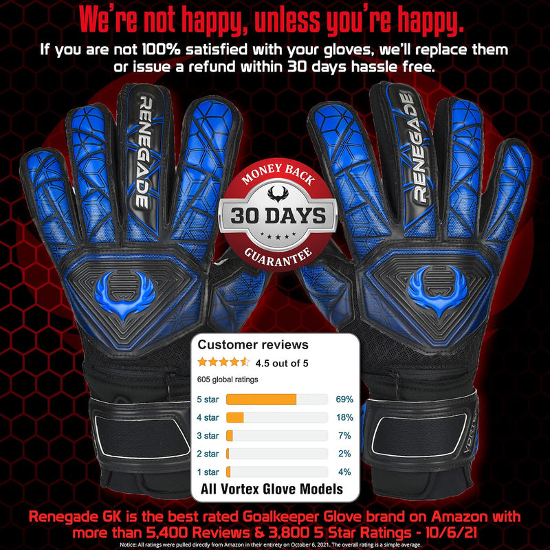 Renegade GK Vortex Goalie Gloves with Microbe-Guard (Sizes 6-11, 3 Styles, Level 3) 3.5+3mm Hyper Grip & Super Mesh | Excellent All-Around Goalkeeper Glove | Based in The USA Shadow - Negative Cut 7 - BeesActive Australia