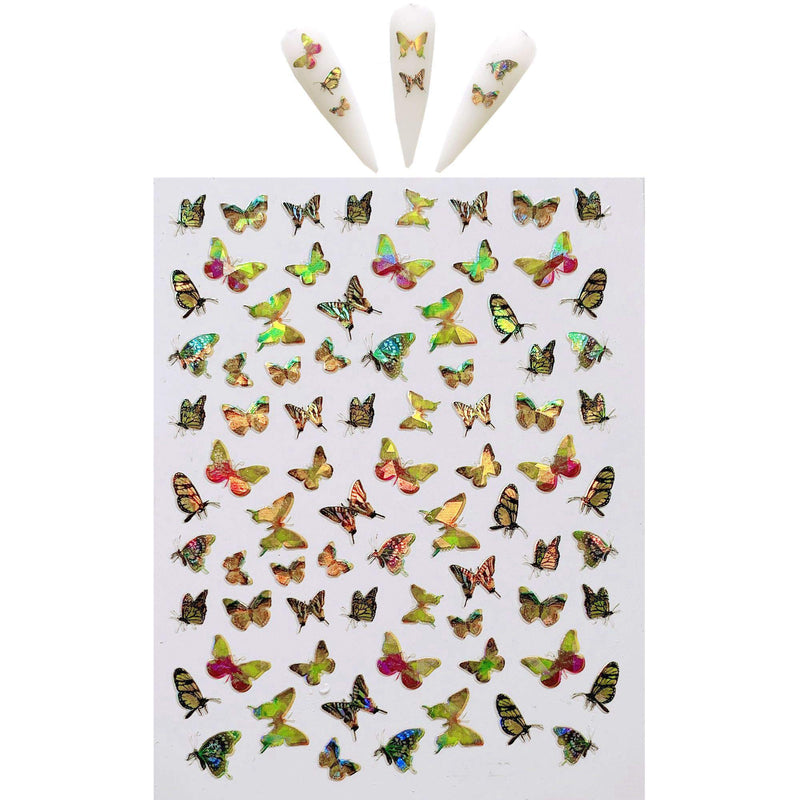NAIL ANGEL 9sheets Nail Art Adhesive Sticker Sheets Different Laser Color Butterfly Shapes Nail Art Decoration 10215 - BeesActive Australia