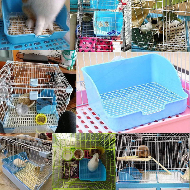 Hamiledyi Small Animal Rabbit Litter Toilet,Plastic Square Cage Box Rat Potty Trainer Corner Grate Litter Bedding Box Pet Pan for Guinea Pigs, Chinchilla, Ferret,Galesaur,Bunny - BeesActive Australia