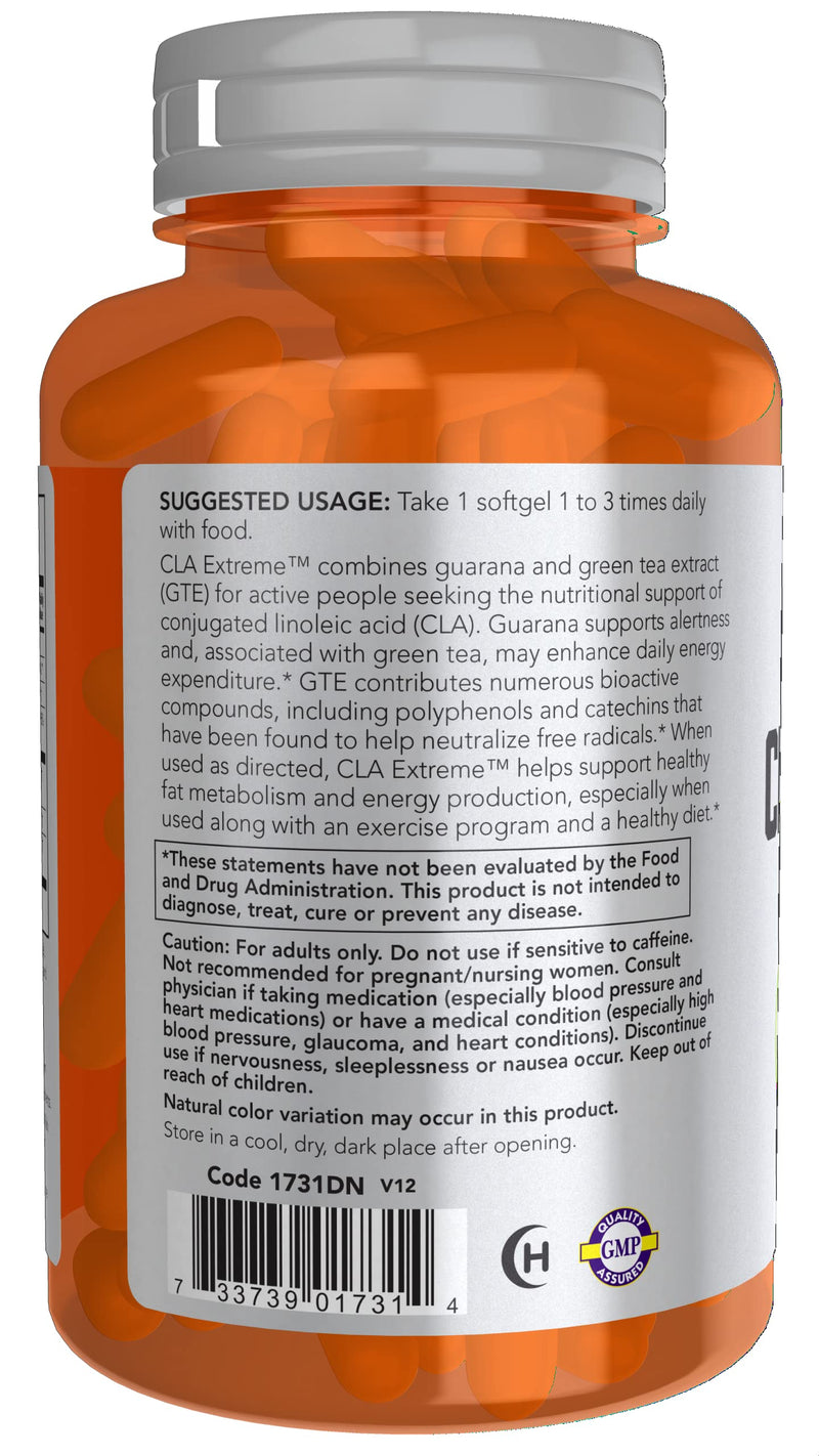 NOW Sports Nutrition, CLA Extreme™ (Conjugated Linoleic Acid) With Guarana & Green Tea, 90 Softgels 90 Count (Pack of 1) - BeesActive Australia