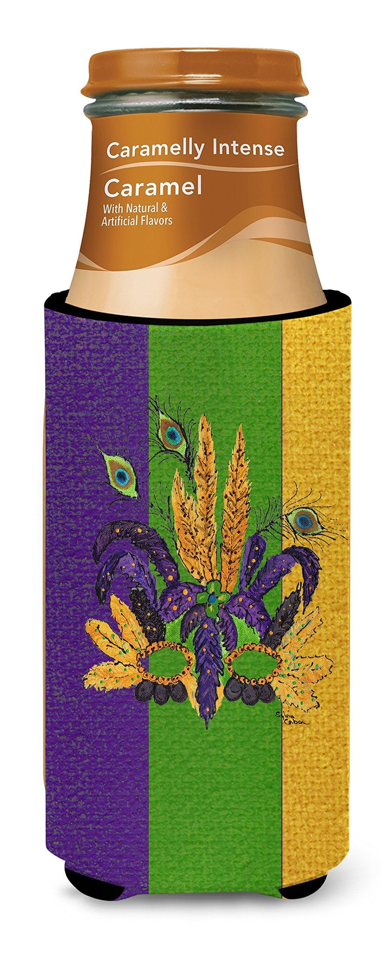 Caroline's Treasures 8364MUK Mardi Gras Feathered Mask Ultra Beverage Insulators for Slim cans, Slim Can, Multicolor - BeesActive Australia