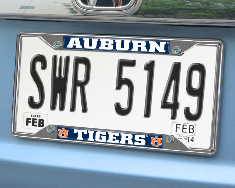 FANMATS NCAA Mens License Plate Frame Auburn University 6.25"x12.25" chrome - BeesActive Australia