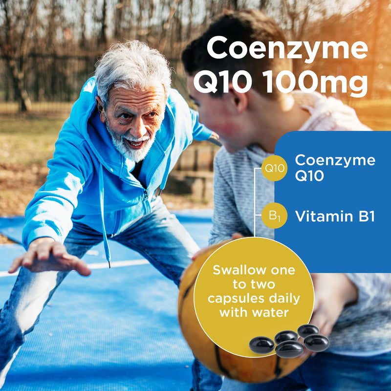 Healthspan Coenzyme Q10 100mg | 60 Capsules | Supports Heart Health & Energy Metabolism | Added Vitamin B1 | All Natural CoQ10 Fermented for Optimum Purity | Sunflower Oil Base | Vegan - BeesActive Australia