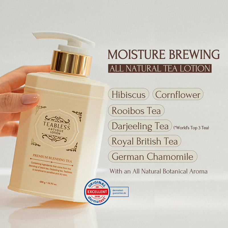 TEABLESS Antique Lotion 480ml | Face Moisturizer and Body Lotion for Men and Women | Korean Moisturizer Face and Body Skin Care Products | Skin Barrier Repair, Dry Skin, and Sensitive Skin Lotion - BeesActive Australia