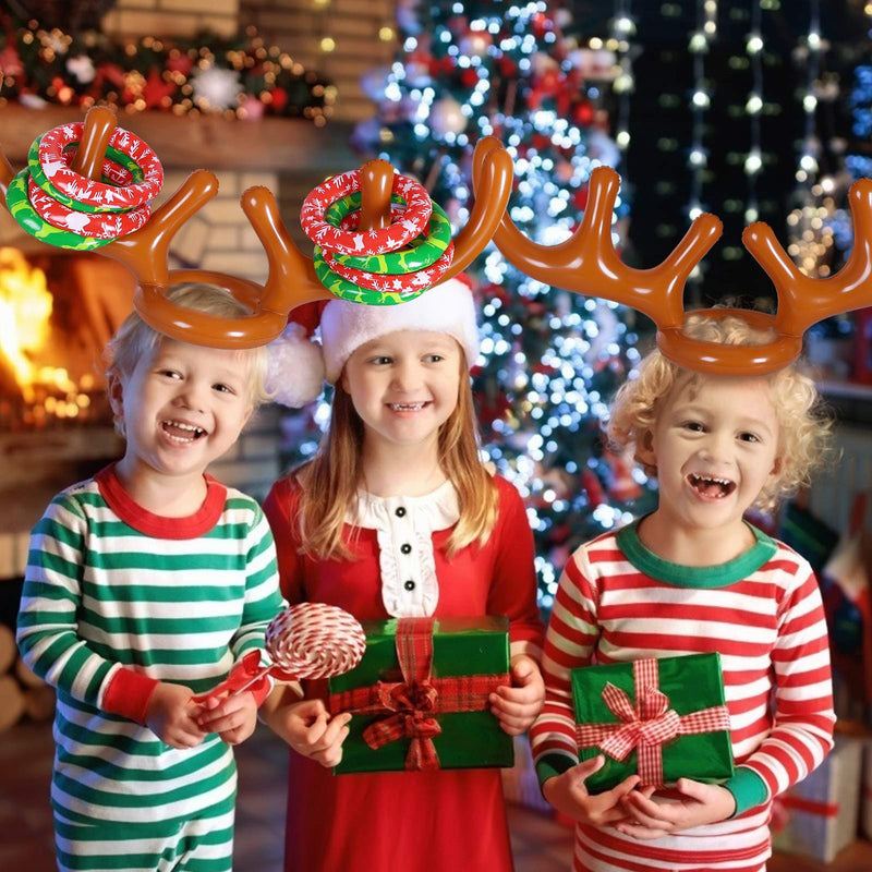 [AUSTRALIA] - MGparty Christmas Inflatable Reindeer Antler Toss Game for Xmas Kids Teens Party Favors Supplies Outdoor Indoor Ring Toss Game 