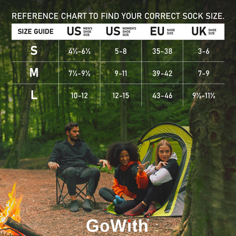 GoWith Alpaca Wool Hiking Socks for Men & Women Cushioned Terry Interior Warm Socks Thermal Thick Merino Blend Camping Socks Medium Brown/Ecru - 1 Pair (Model: 6007) - BeesActive Australia