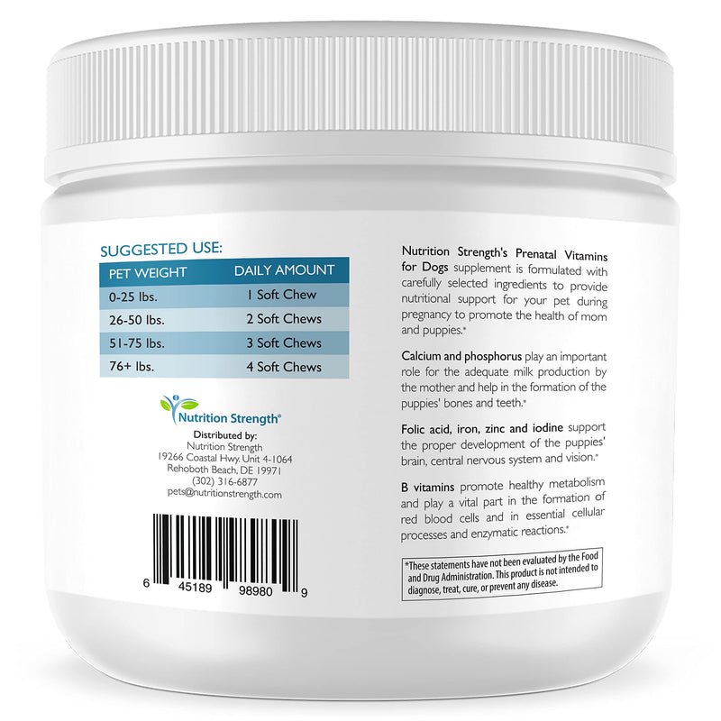 Nutrition Strength Prenatal Vitamins for Dogs to Support Development of Healthy Puppies, Promote Milk Production, with Folic Acid, Iron, Zinc, Iodine, B Vitamins for Pregnant Dogs, 90 Soft Chews - BeesActive Australia