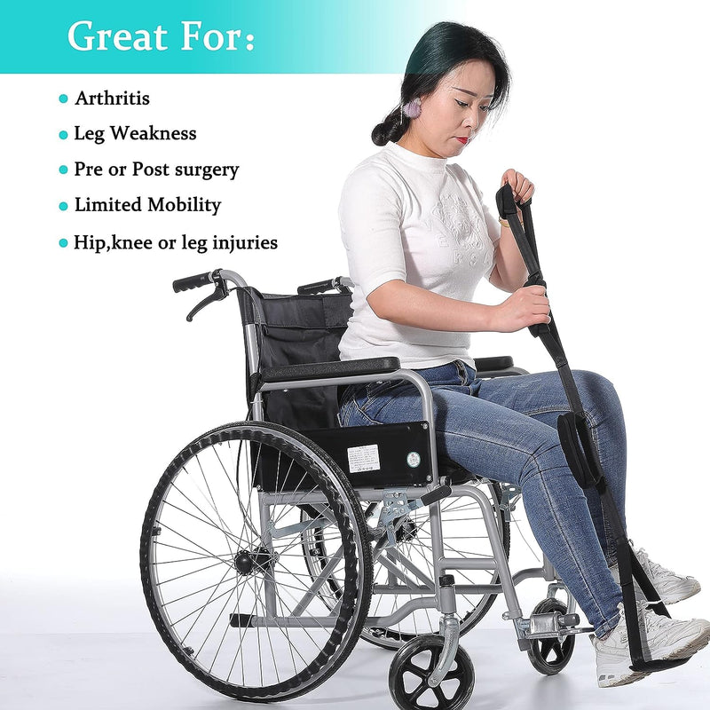 Fanwer 35-44 Inch Long Leg Lifter Strap - Multi-Loop Adjustable, Padded Handgrips & Soft Foot Pad, Hip & Knee Replacement Surgery, Rigid Foot Loop & Hand Grip, Mobility Aids for Wheelchair, Car, Bed 1 Count (Pack of 1) - BeesActive Australia