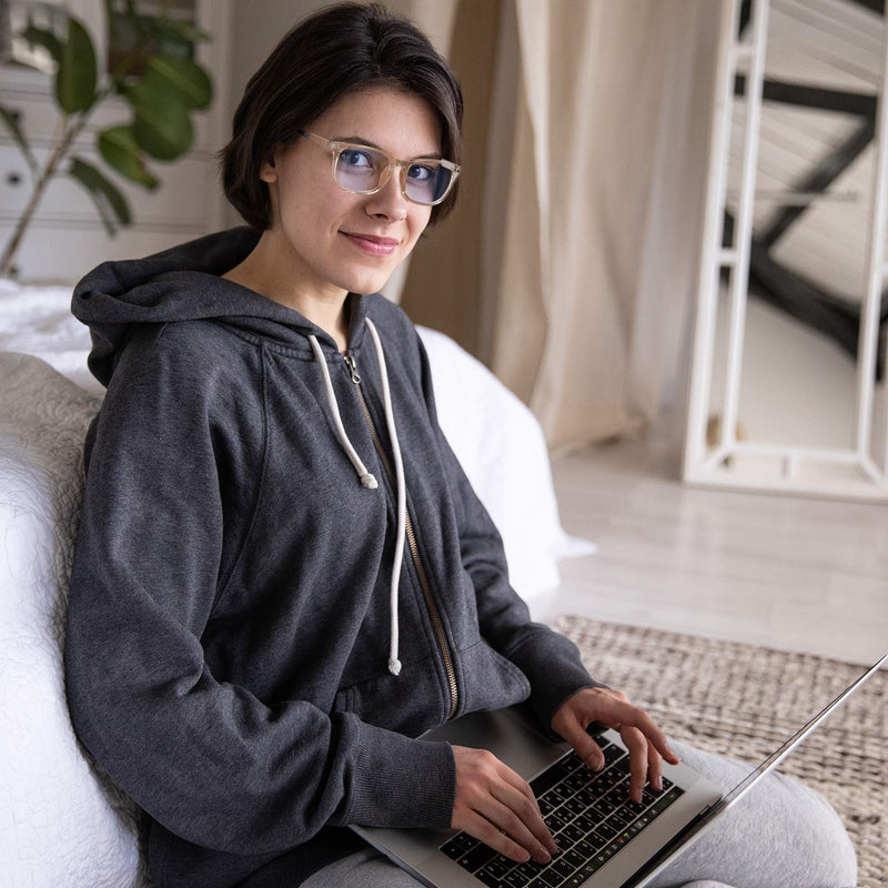 Epova TR90 Blue Light Blocking Glasses for Women and Men - Lightweight Computer/Reading/Gaming/TV/Phones Glasses - Anti Eyestrain & UV Glare, Classic Square Eyeglasses Frame with Case, Transparent - BeesActive Australia
