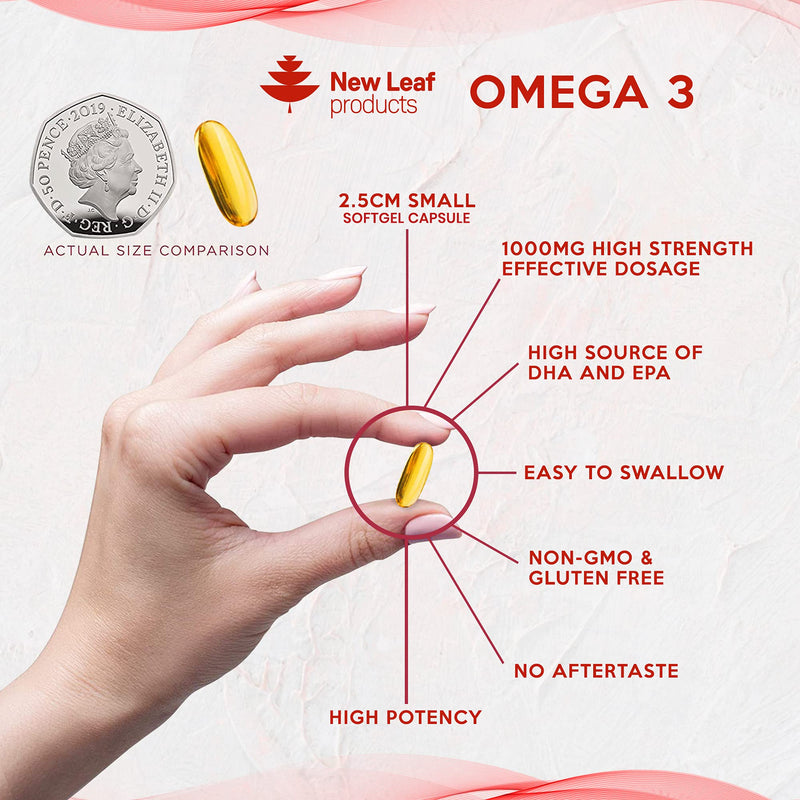 Omega 3 1000mg Capsules - High Dose Fish Oil - Enriched with Vitamin E - One A Day Pure Fish Oil Gel Capsule - Helps Maintain Healthy Eyes, Brain Function, & Skin - GMO-Free, GMP, & UK Made - BeesActive Australia