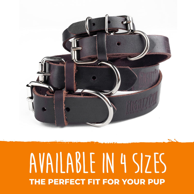 Mighty Paw Leather Dog Collar, Super Soft Distressed Leather- Premium Quality, Modern Stylish Look Medium: 10.25 - 13.5 inches Brown - BeesActive Australia