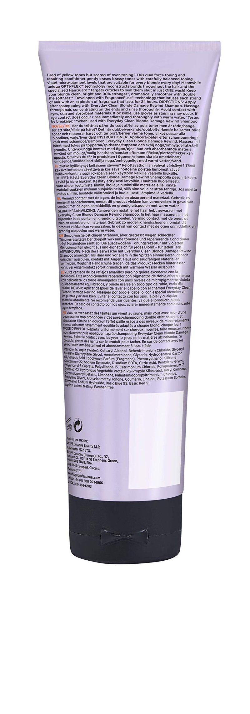 Fudge Professional Purple Conditioner, Everyday Clean Blonde Damage Rewind Gradual Toning for Blonde Hair, 250ml - BeesActive Australia