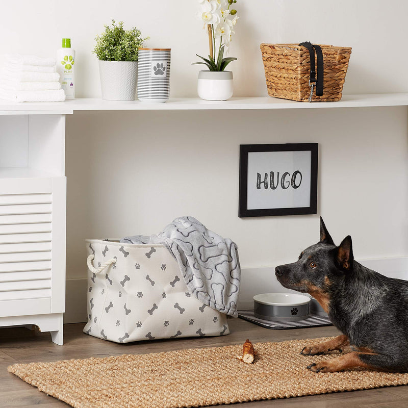 Bone Dry Pet Storage Collection Paw and Bone Print, Small Rectangle, Gray - BeesActive Australia