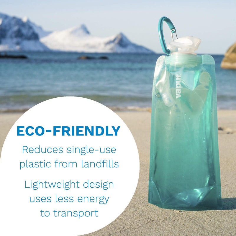 Vapur Solid Flexible Water Bottle - with Carabiner .50 Liter, 16 Ounces Cool Grey - BeesActive Australia