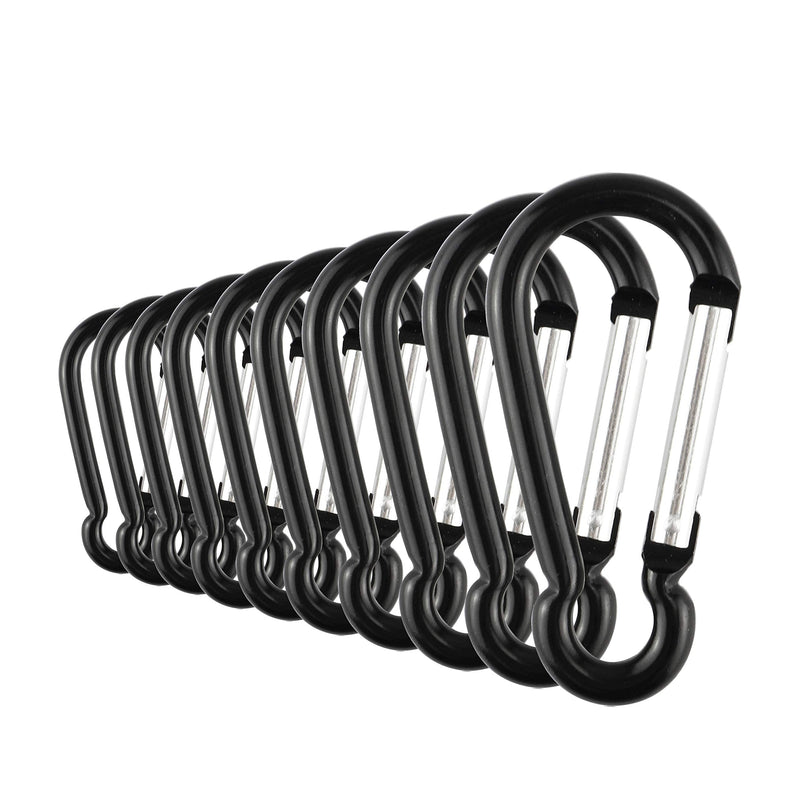 SWATOM Aluminum Carabiner Clip 1.6/1.9/2.3/2.7/3.1 Inches Spring Snap Hook Keyring Carabiners Keychains Black (10P/20P) 1.6 Inch - BeesActive Australia