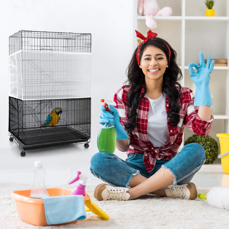 3 Pieces Large Adjustable Bird Cage Cover Seed Feather Catcher Birdcage Nylon Mesh Net Cover Soft Skirt Guard for Parakeet Macaw African Round Square Cage (78 x 15 Inch in Circumference and Width) 78 x 15 in in Circumference and Width - BeesActive Australia