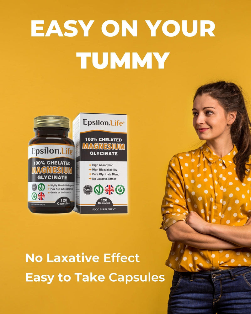 Epsilon Magnesium Glycinate - Chelated Magnesium Bisglycinate Supplement - 120 Easy to Take Vegan Capsules - BeesActive Australia