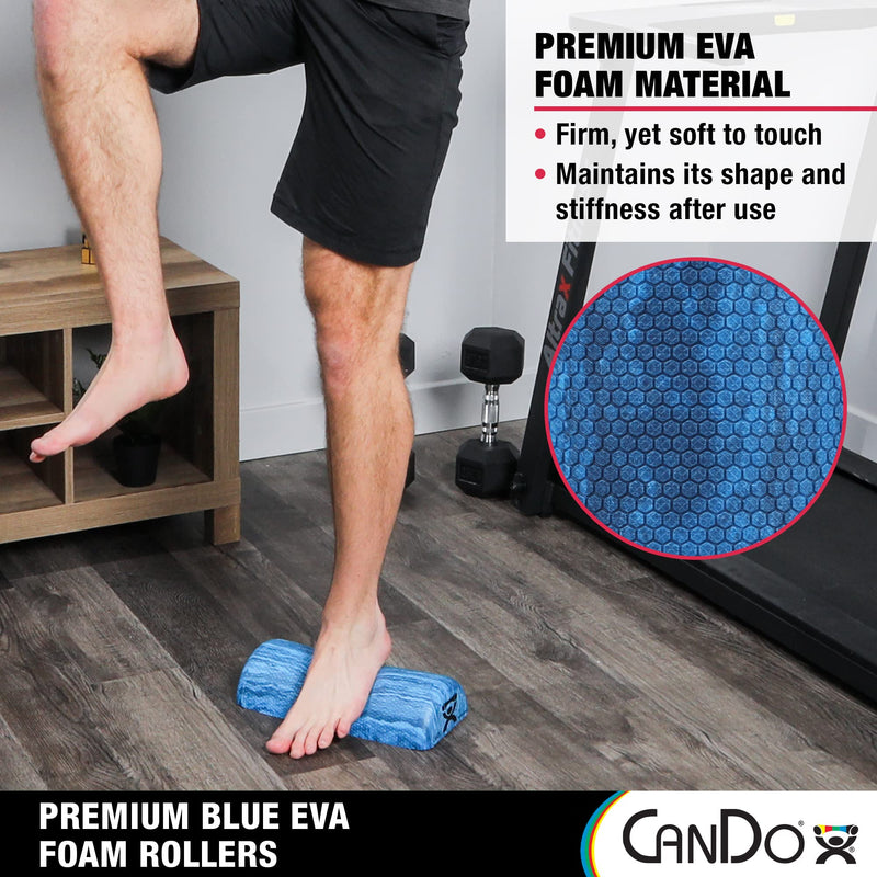 CanDo Premium Blue Marble EVA Foam Roller for Muscle Restoration, Massage Therapy, Sport Recovery and Physical Therapy 6" x 12" Half-Round 6" X 12" Half Round - BeesActive Australia