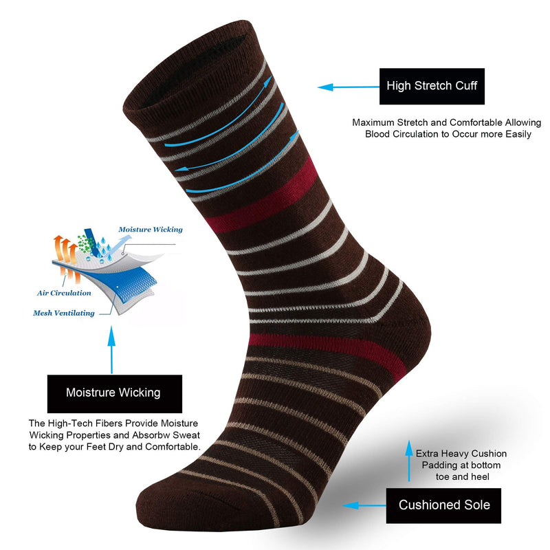 ONKE Merino Wool Cushion Crew Socks for Women Lady Casual Dress Outdoor Trail Hiking Hiker with Light Breathable Performance Multicolor3 9-11 - BeesActive Australia