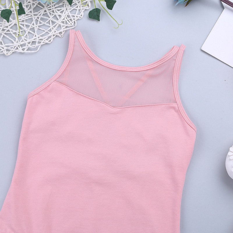 Yartina Kids Girls Ballet Dance Gymnastics Leotard Sleeveless Splice Criss-cross Back Jumpsuit Unitard Dancing Workout Pink 10-12 - BeesActive Australia