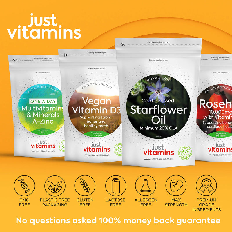 Starflower Oil Capsules 1000mg/Borage Oil x90 Soft Gels, Cold Pressed High Strength GLA with Vitamin E - 3 Month Supply - x2 The GLA Level of Evening Primrose Oil Capsules - UK Made Supplements - BeesActive Australia