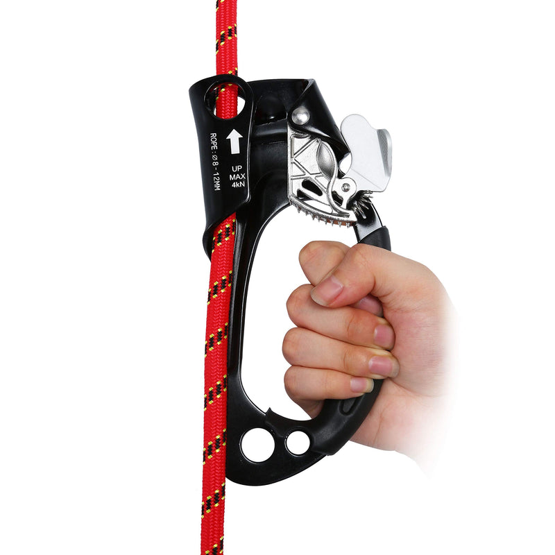 WILDKEN Climbing Hand Ascender Outdoor Mountaineering Tree Arborist Climbing Rappelling Equip Hand Ascender for 8-12MM Rope Left Right Hand Ascender Black 2 - Right - BeesActive Australia