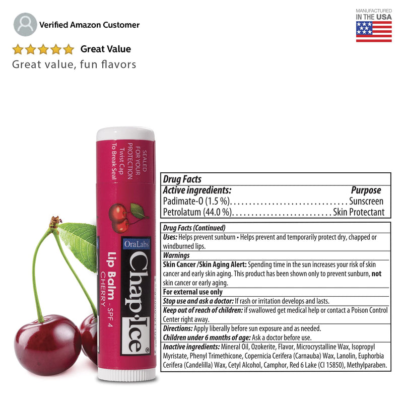 Chap-Ice Assorted Lip Balm – Watermelon, Original & Cherry Flavors – 24-Count Refill Pack Refill (NO display) - BeesActive Australia