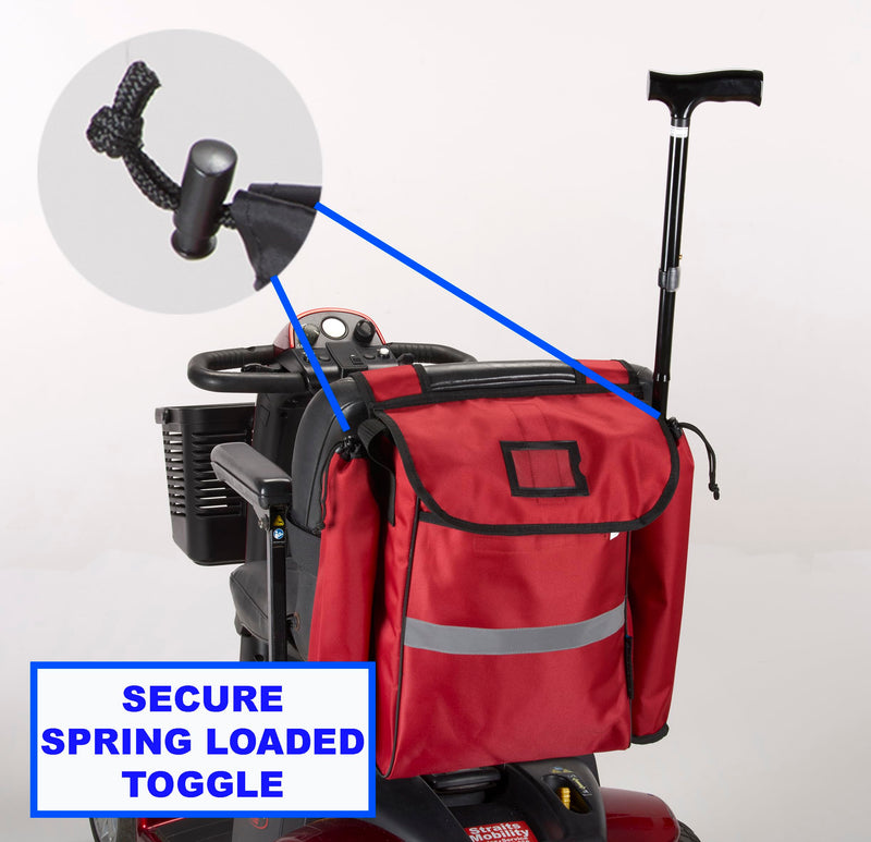 Ducksback Mobility Scooter Bag Crutch/Walking Stick Holder Shopping and Storage Red - BeesActive Australia