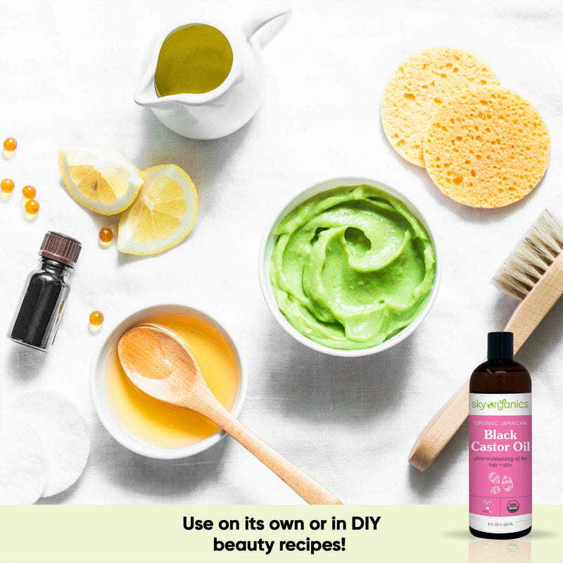 Organic Jamaican Black Castor Oil by Sky Organics (16 oz) USDA Organic 100% Pure Roasted Castor Oil Moisturizing Oil for Hair and Skin Oil Treatment Castor Oil Hair Mask Natural Skin Moisturizer - BeesActive Australia