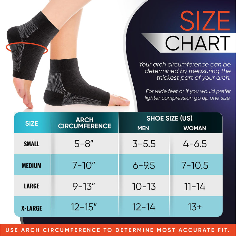 PhysFlex Compression Socks for Plantar Fasciitis, Achilles Tendonitis Relief - Ankle Compression Sleeve for Heel Spurs, Foot Swelling, Fatigue & Sprain - Arch Support Brace for Work, Gym, Sports Medium Black - BeesActive Australia