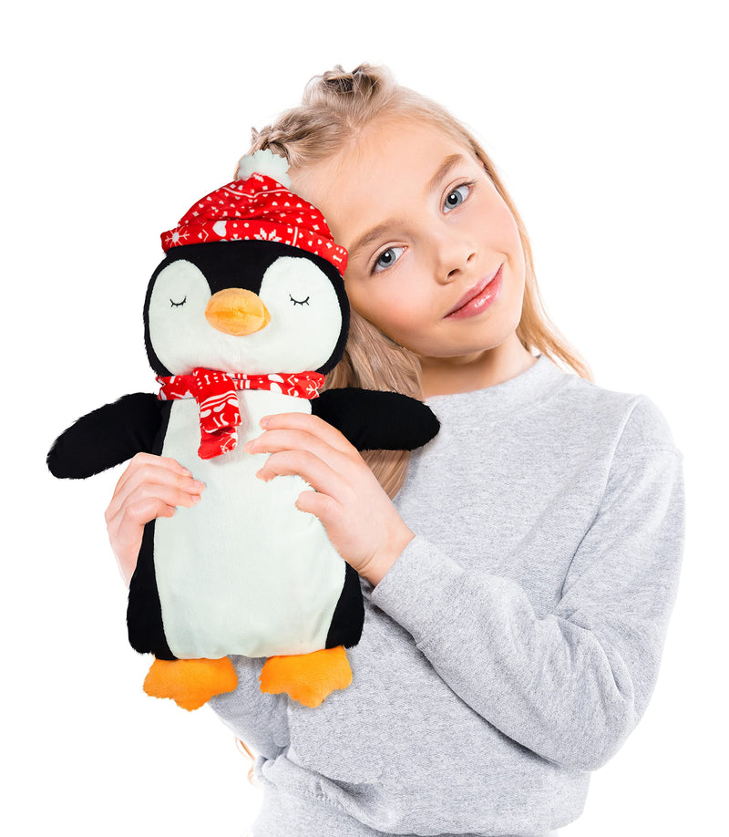 Things2KeepUWarm Cute Plush and Cuddly Animal Hot Water Bottles (Penguin with Scarf) Penguin With Scarf - BeesActive Australia