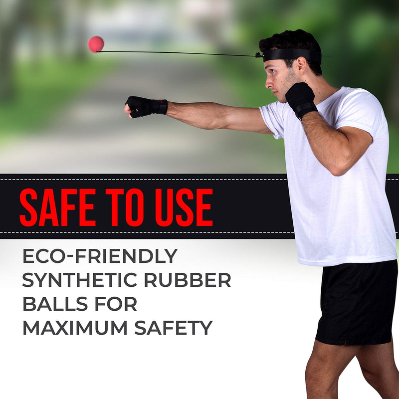 BOXERPOINT Boxing Reflex Ball for Adults and Kids - React Reflex Balls on String with Headband, Carry Bag and Hand Wraps - Improve Hand Eye Coordination, Punching Speed, Fight Reaction 4 Difficulty Level Balls - BeesActive Australia