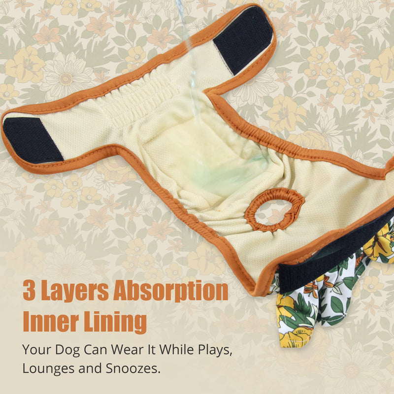 Langsprit Washable Female Dog Diapers (3 Pack) - Reusable Dog Diapers for Female Dogs - Highly Absorbent Dog Diapers for Dogs in Period Summer flowers Medium (Pack of 3) - BeesActive Australia