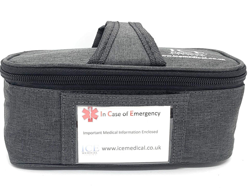 ICE Medical Grey/Black Midi Epipen Syringe Case/Bag - Allergies, Diabetes, Inhalers, Syringes, Insulin etc - BeesActive Australia
