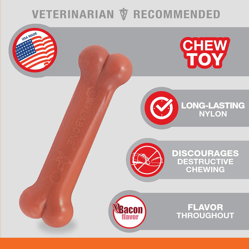 Nylabone Power Chew Dog Bones for Aggressive Chewers Tough Chew Toys for Dogs Bacon X-Small/Petite (1 Count) - BeesActive Australia
