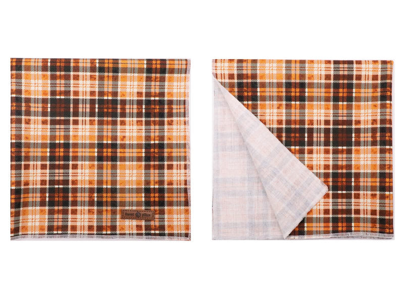 lionet paws Dog Bandana for Small Medium Large Dogs, Cat Dog Kerchief Dog Triangle Bibs Scarf for Girl Boy Gift Orange&Black Grid - BeesActive Australia