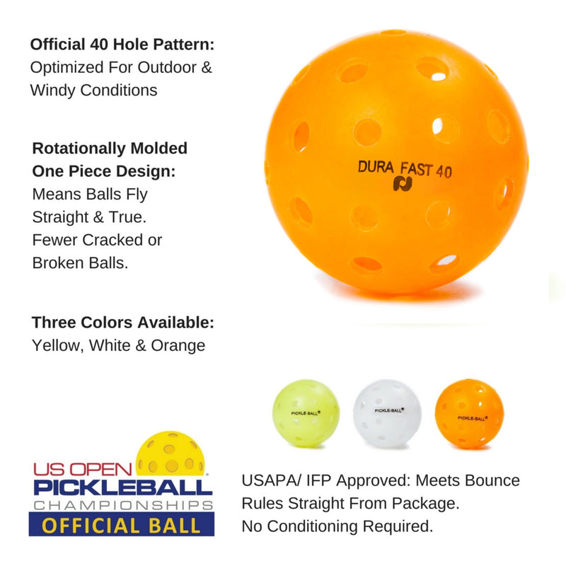 [AUSTRALIA] - Dura Fast 40 Pickleballs | Outdoor pickleball balls | Orange| Pack of 6 | USAPA Approved and Sanctioned for Tournament Play, Professional Perfomance 