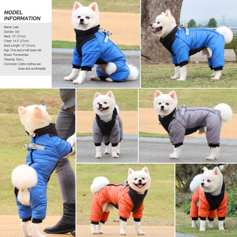 Beirui Waterproof Small Dog Coats for Puppy - Windproof Warm Full Body Coat for Small Dogs - Quality Puppy Winter Clothes Reflective Outdoor Snow Jacket XL:Chest 17",Back 14"(fit 7-14 lbs) Gray - BeesActive Australia