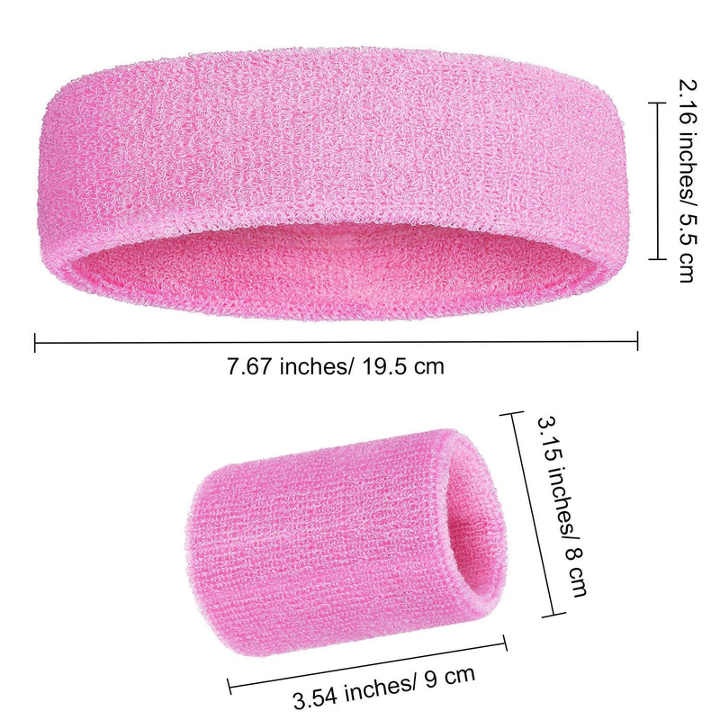 WILLBOND 3 Pieces Sweatbands Set, Includes Sports Headband and Wrist Sweatbands Sweat Band for Athletic Men and Women Pink - BeesActive Australia