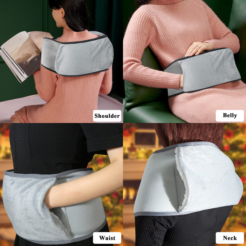 Hot Water Bottle Belt, 2L Large Hot Water Bottle with Waist Belt Long Cover for Women, Natural Rubber Hot Water Bag with Soft Faux Fleece Cover for Period Pain, Back Pain, Shoulders, Pain Relief Hot Water Bottle with Belt Cover - BeesActive Australia