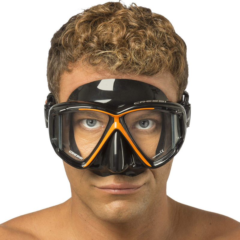 [AUSTRALIA] - Cressi Pano 4 | Wide Multi Lens View for Scuba Diving - Cressi: Quality since 1946 Black/Orange 