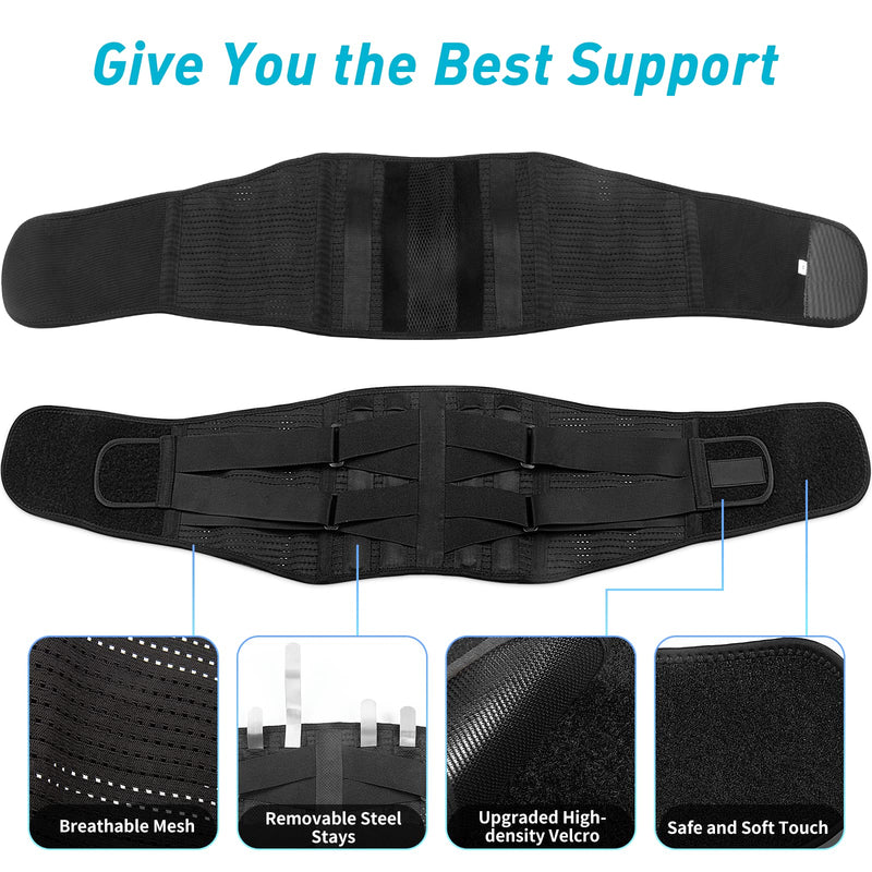 Back Brace for Men Lower Back - 2023 Lumbar Support Back Support Belt for Men and Women Lower Back Pain Relief, Herniated Disc, Sciatica, Scoliosis, Max Support with Steel Stays for Heavy Lifting M(33.5"-43") - BeesActive Australia